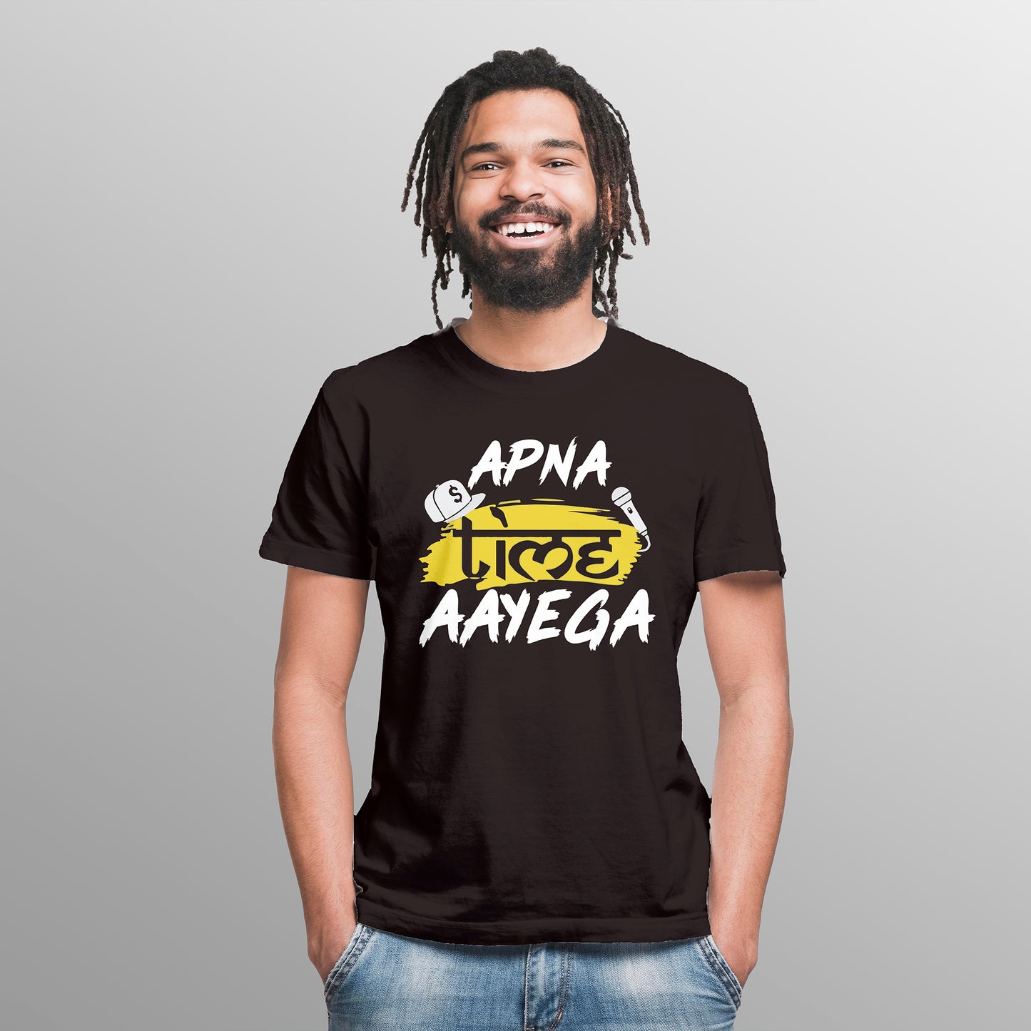 APNA TIME AAYEGA Printed T-Shart, 100% Cotton