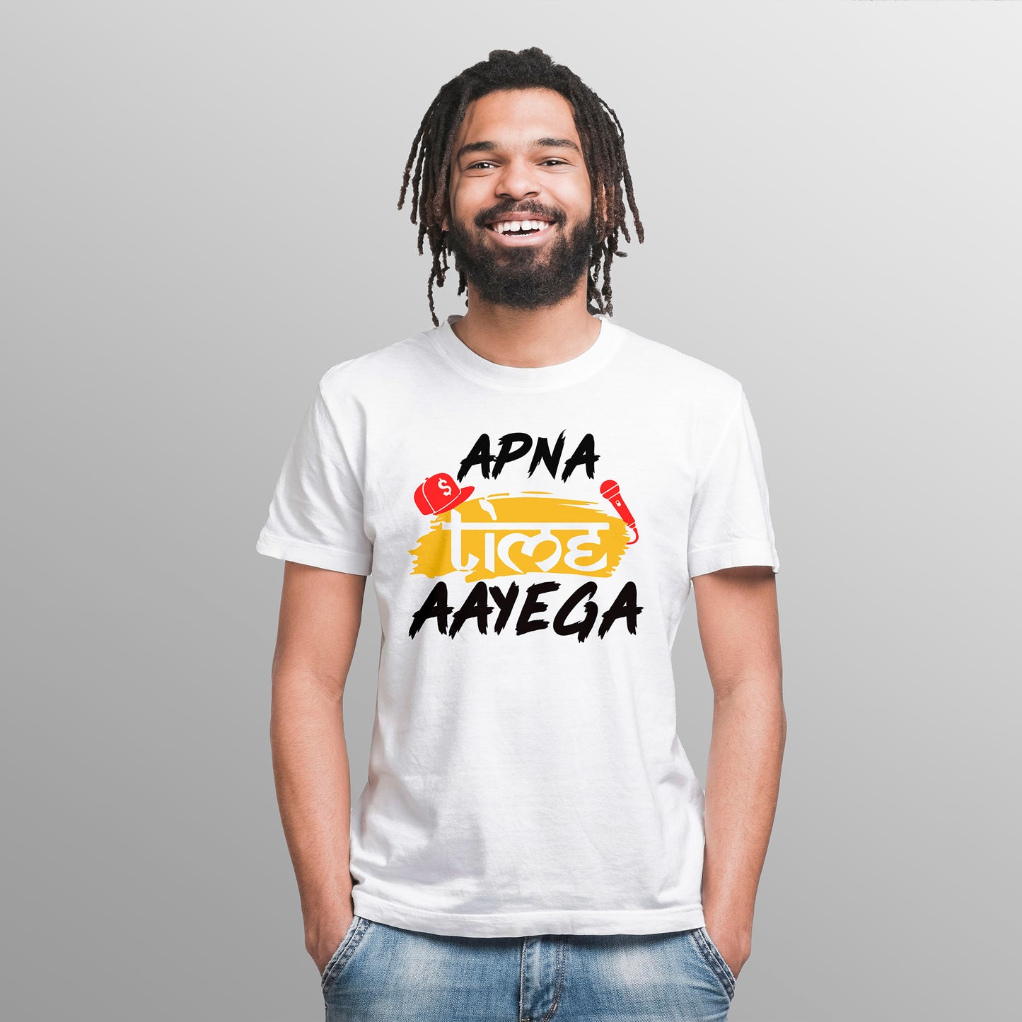 APNA TIME AAYEGA Printed T-Shart, 100% Cotton