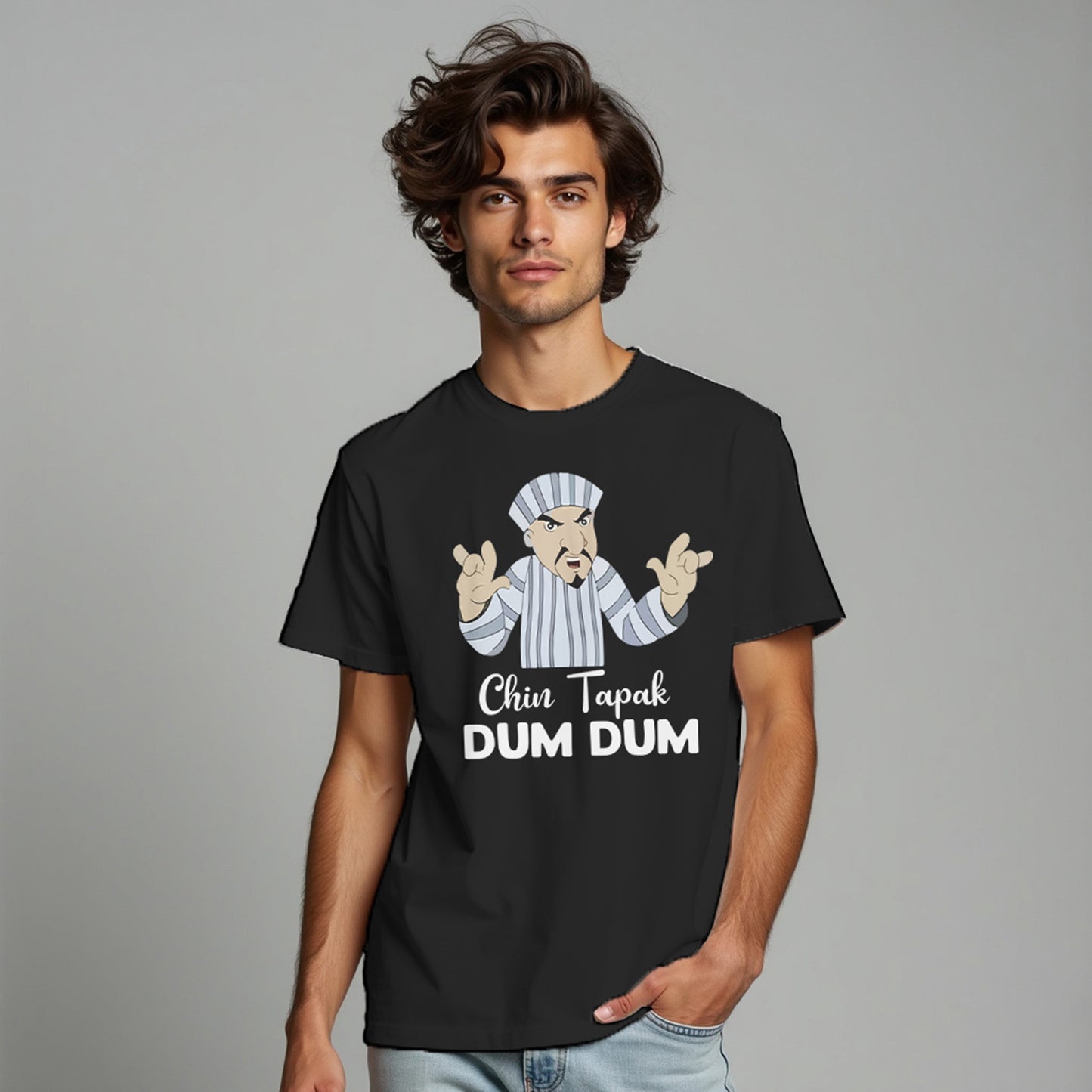 Chin Tapak Dum Dum Printed T-Shart, 100% Cotton