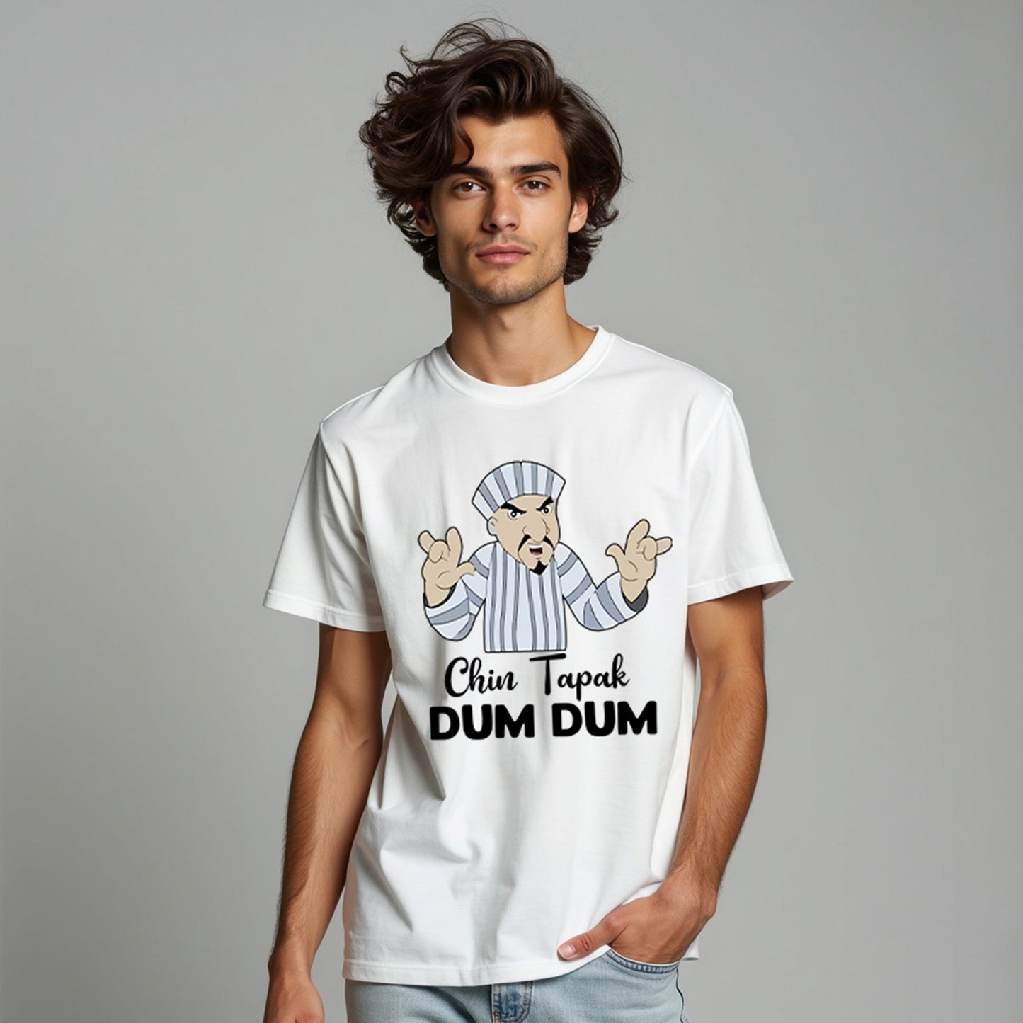 Chin Tapak Dum Dum Printed T-Shart, 100% Cotton