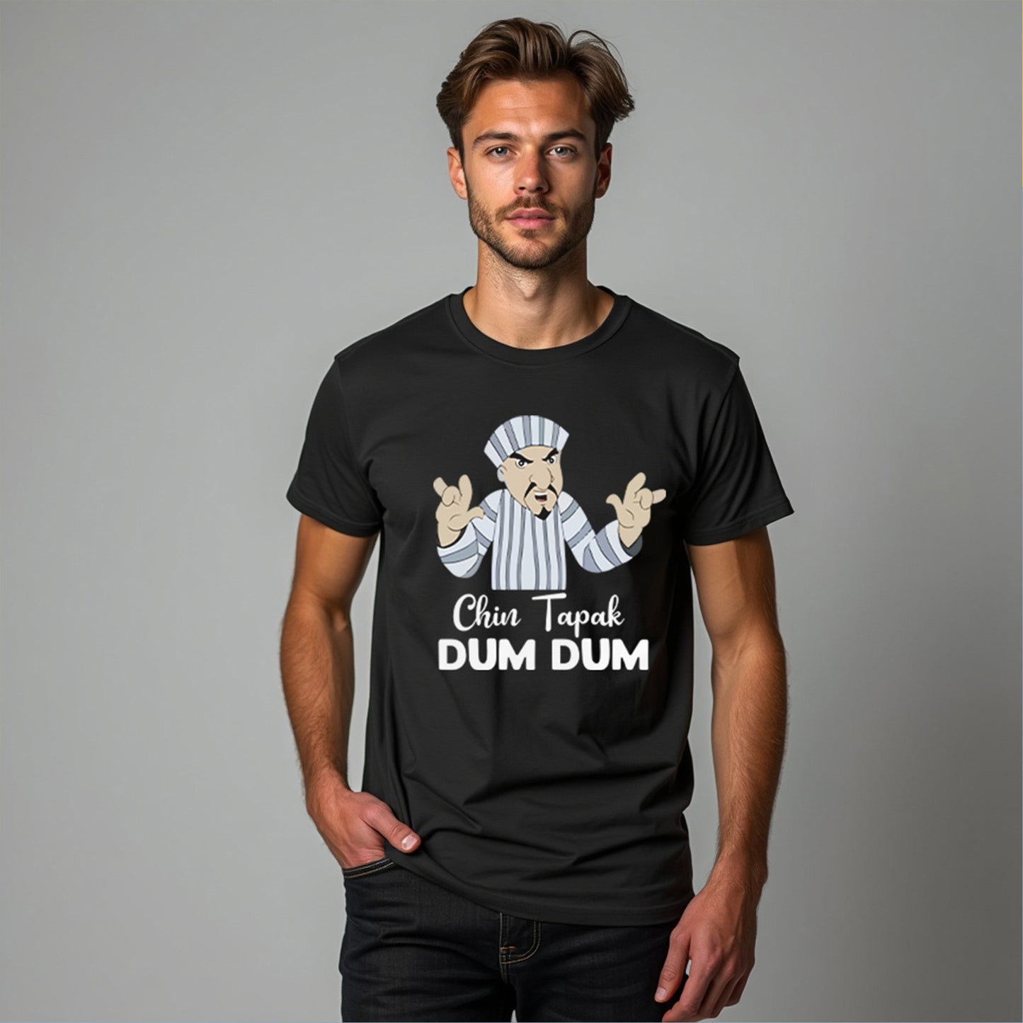 Chin Tapak Dum Dum Printed T-Shart, 100% Cotton