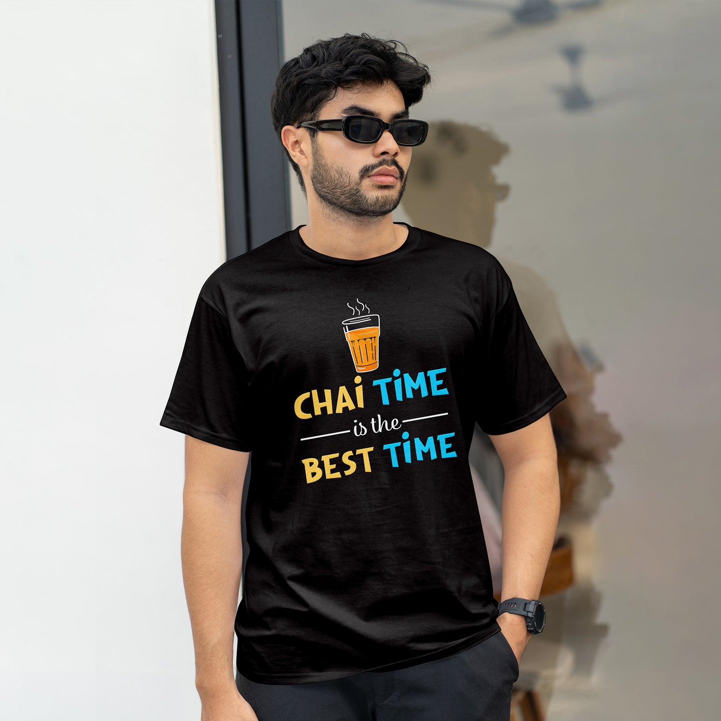 Chai Time Best Time Printed T-Shart, 100% Cotton