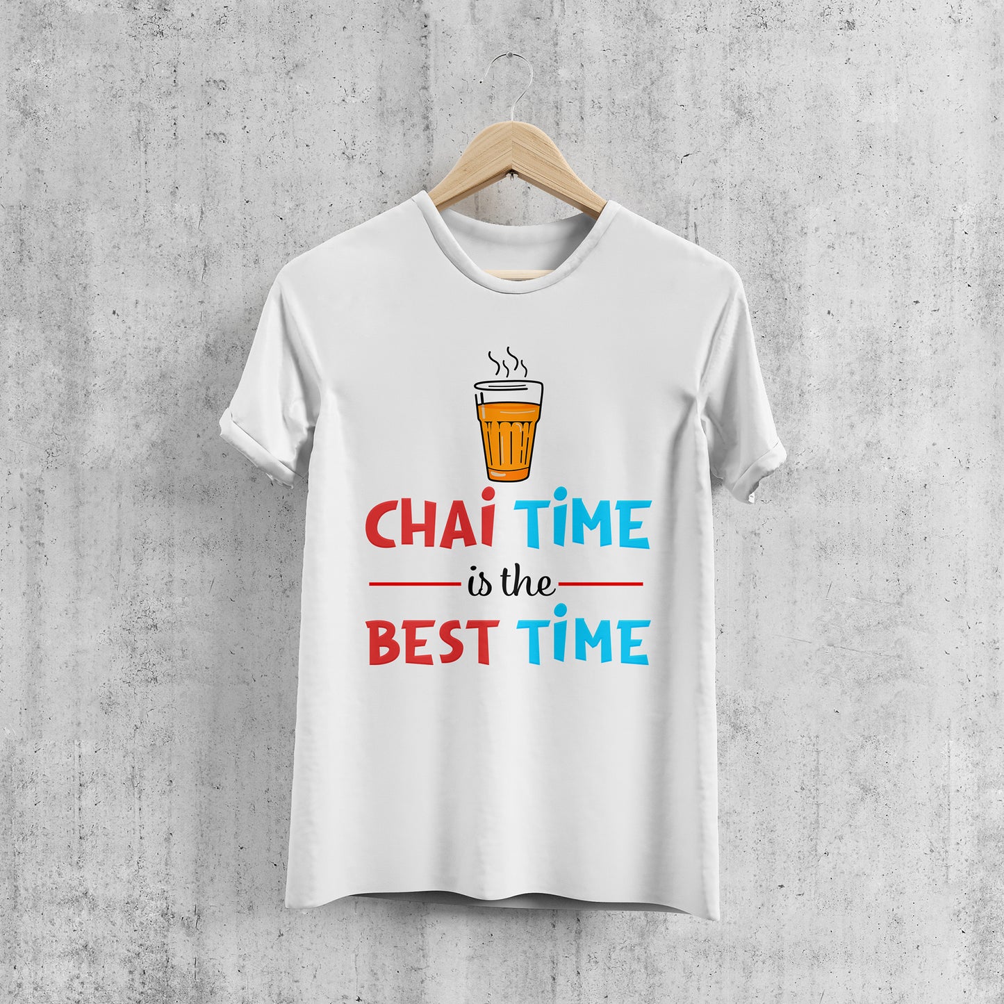 Chai Time Best Time Printed T-Shart, 100% Cotton