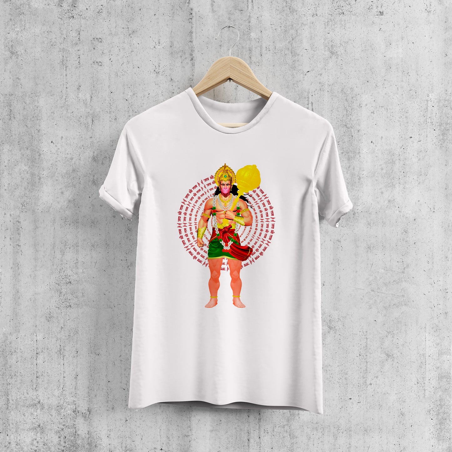 HANUMAN WITH GADA , Printed T-Shart, 100% Cotton