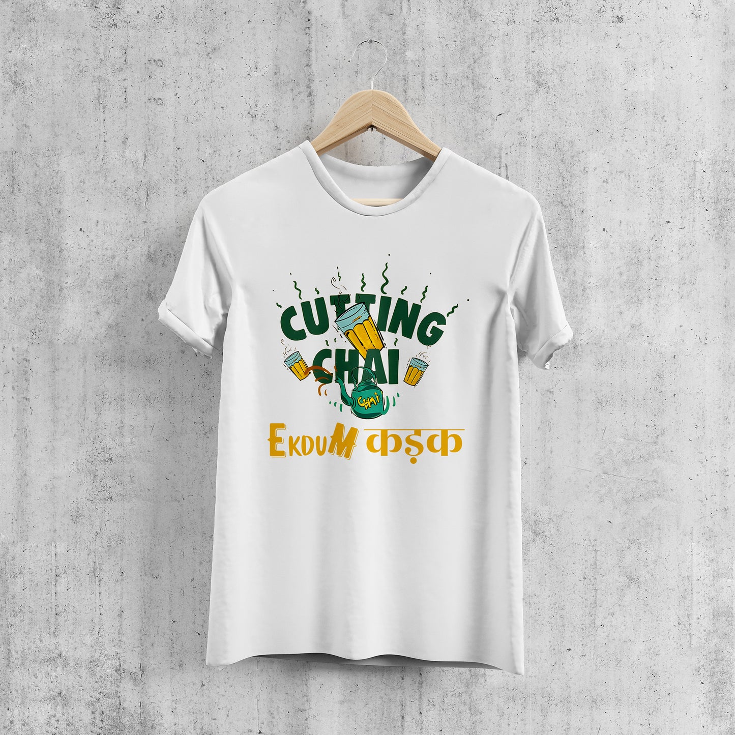 Cutting Chai , EKDUM कड़क , HINDI GRAPHICS TSHIRT