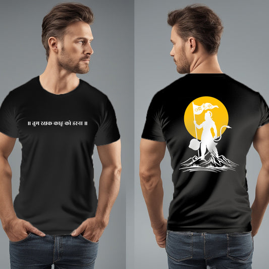 Mahabali Hanuman Graphic T-Shirt Black & White Color 100% soft Cotton