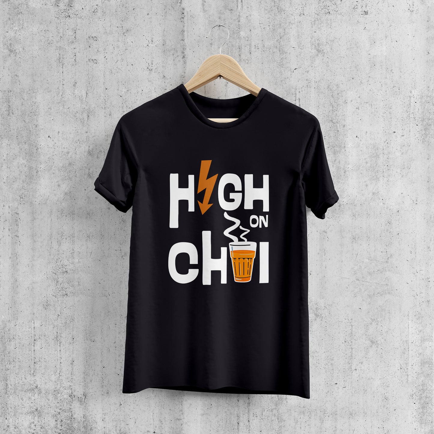 HIGH ON CHAI , GRAPHICS PRINTED T-SHIRT