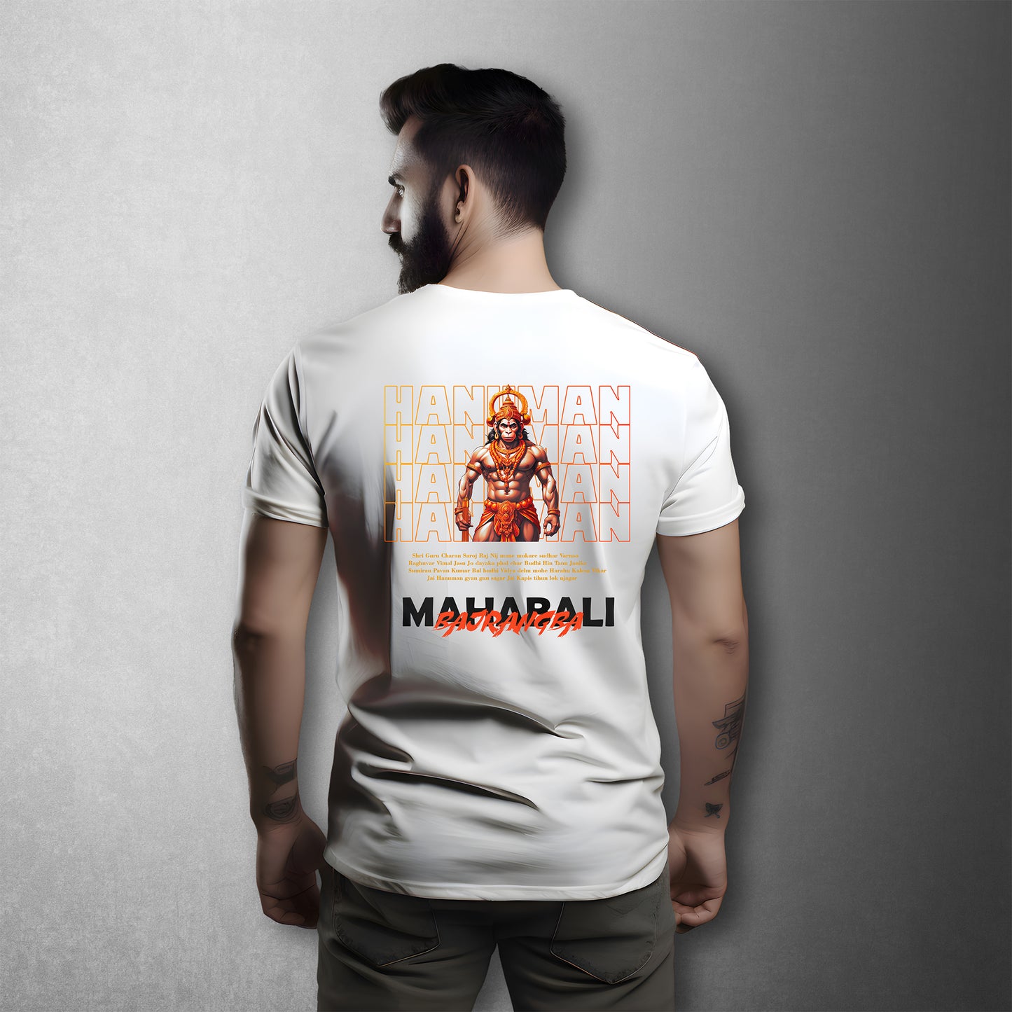 Mahabali Hanuman T-Shirt Black & White Color, 100% Soft Cotton