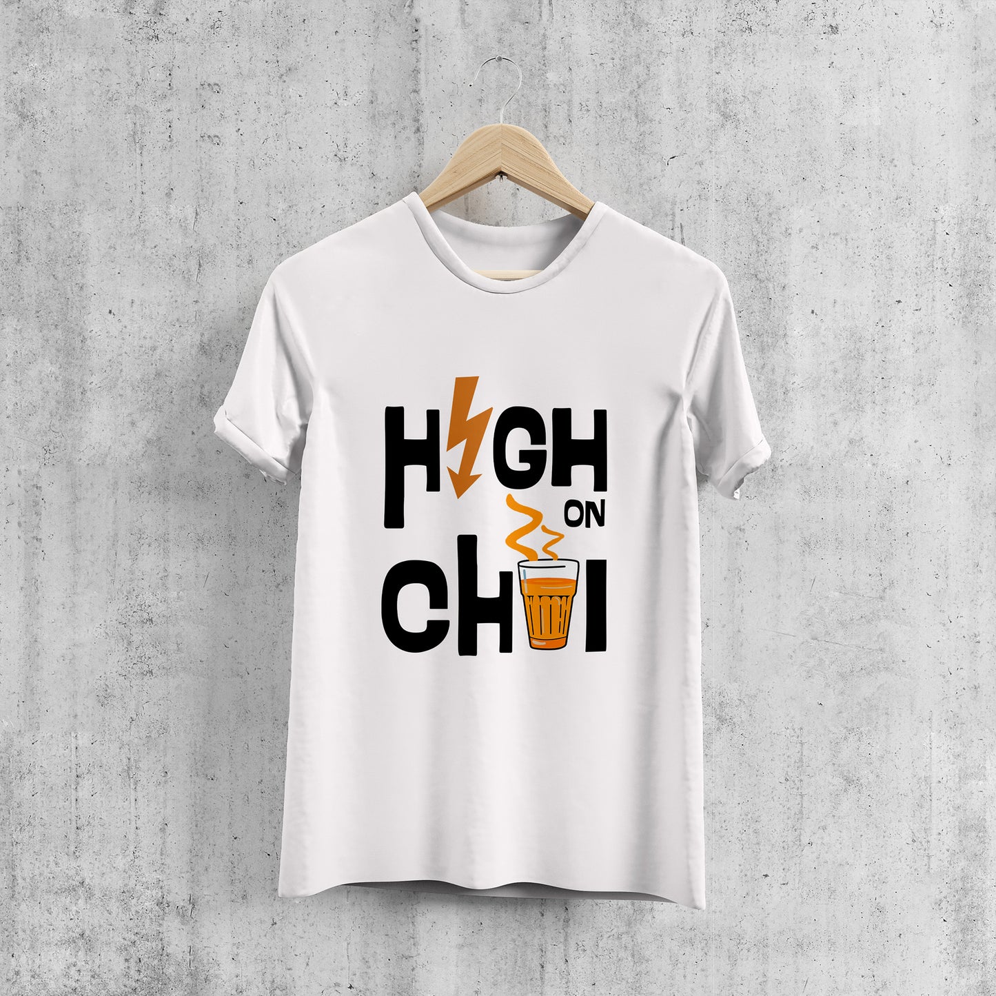 HIGH ON CHAI , GRAPHICS PRINTED T-SHIRT