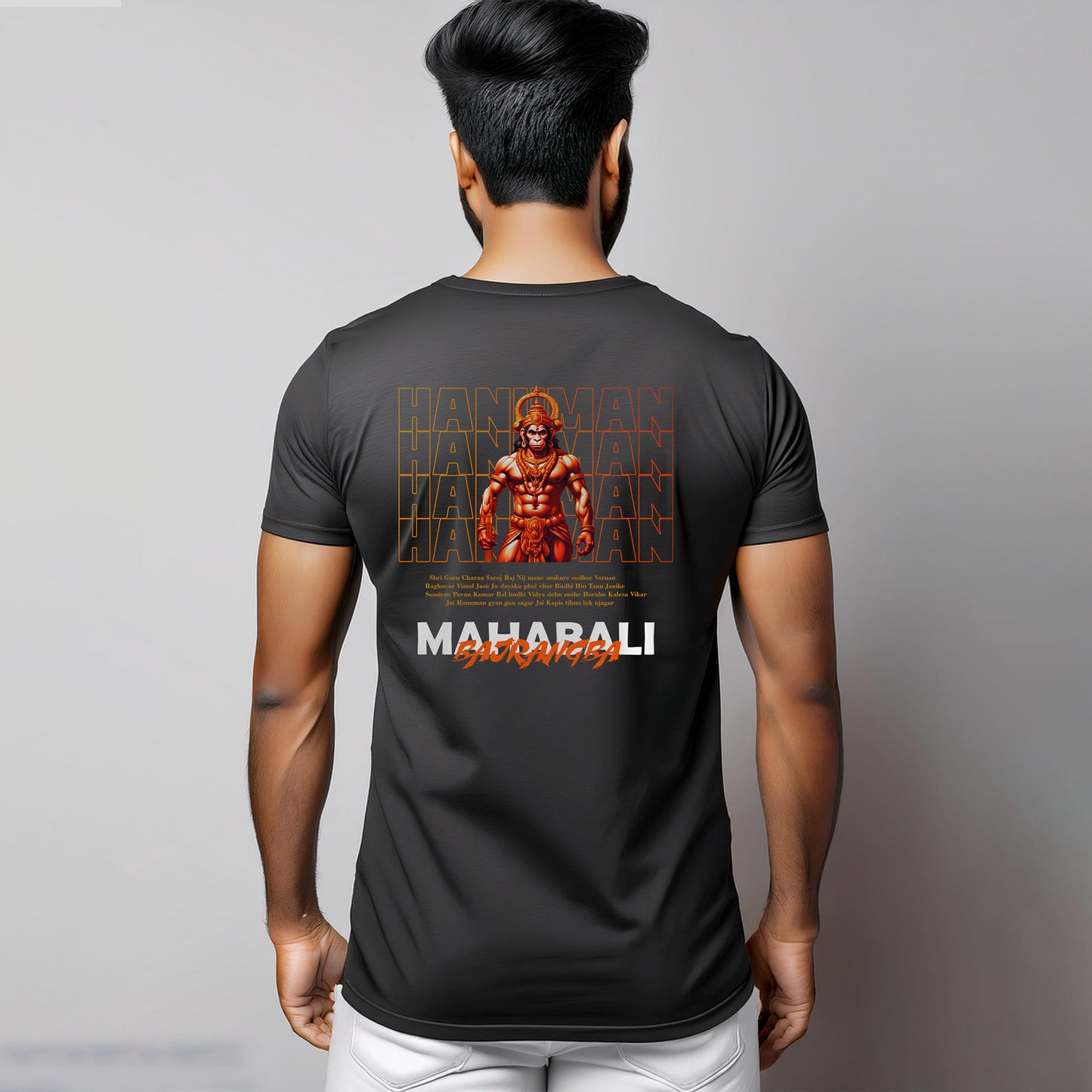 Mahabali Hanuman T-Shirt Black & White Color, 100% Soft Cotton