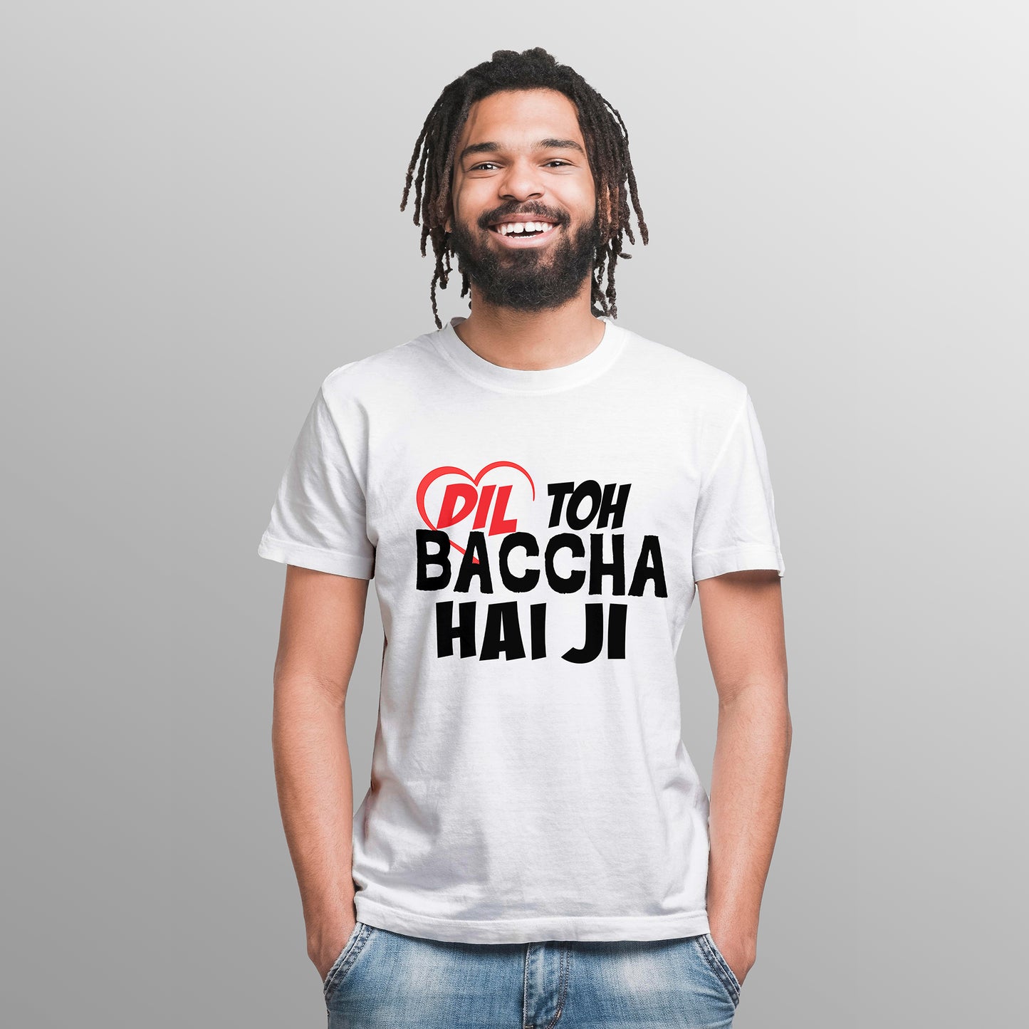 DIL TOH BACCHA HAI JI , Printed T-Shart, 100% Cotton