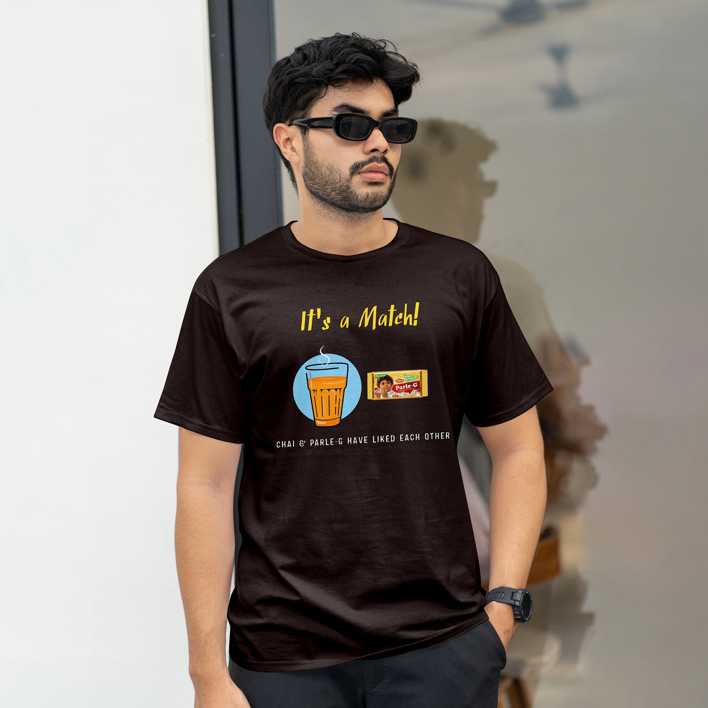 CHAI & PARLE G HAVE LIKED EACH OTHER , GRAPHICS PRINTED T-SHIRT