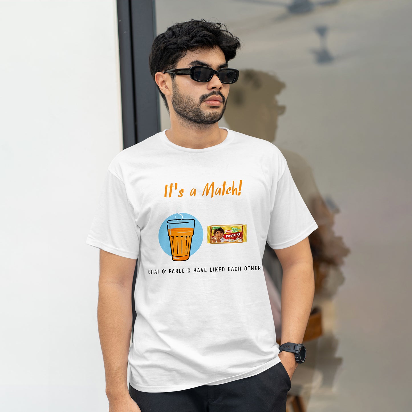 CHAI & PARLE G HAVE LIKED EACH OTHER , GRAPHICS PRINTED T-SHIRT