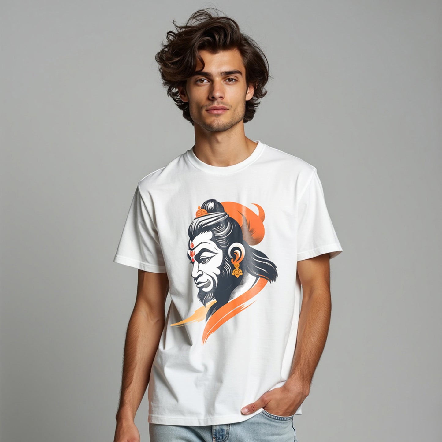 HANUMAN FACE PRINT , Printed T-Shart, 100% Cotton