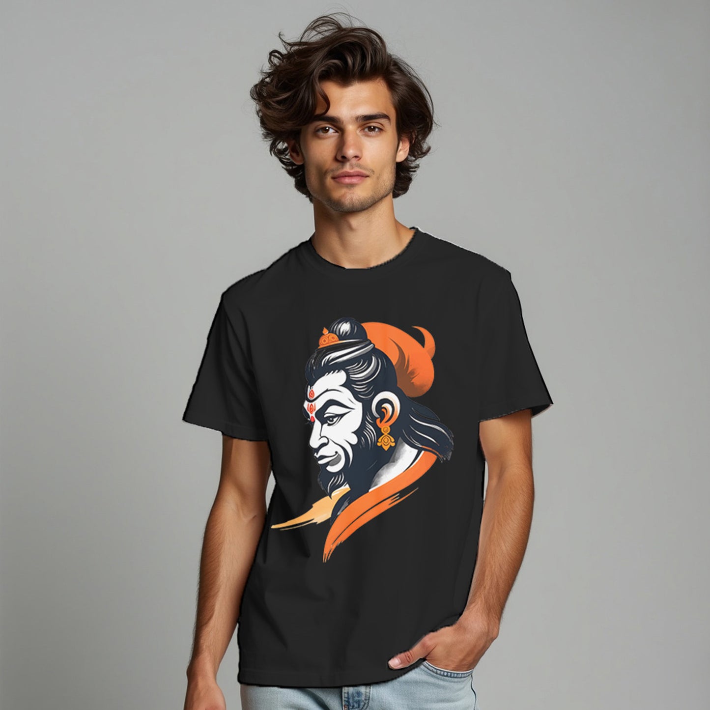 HANUMAN FACE PRINT , Printed T-Shart, 100% Cotton