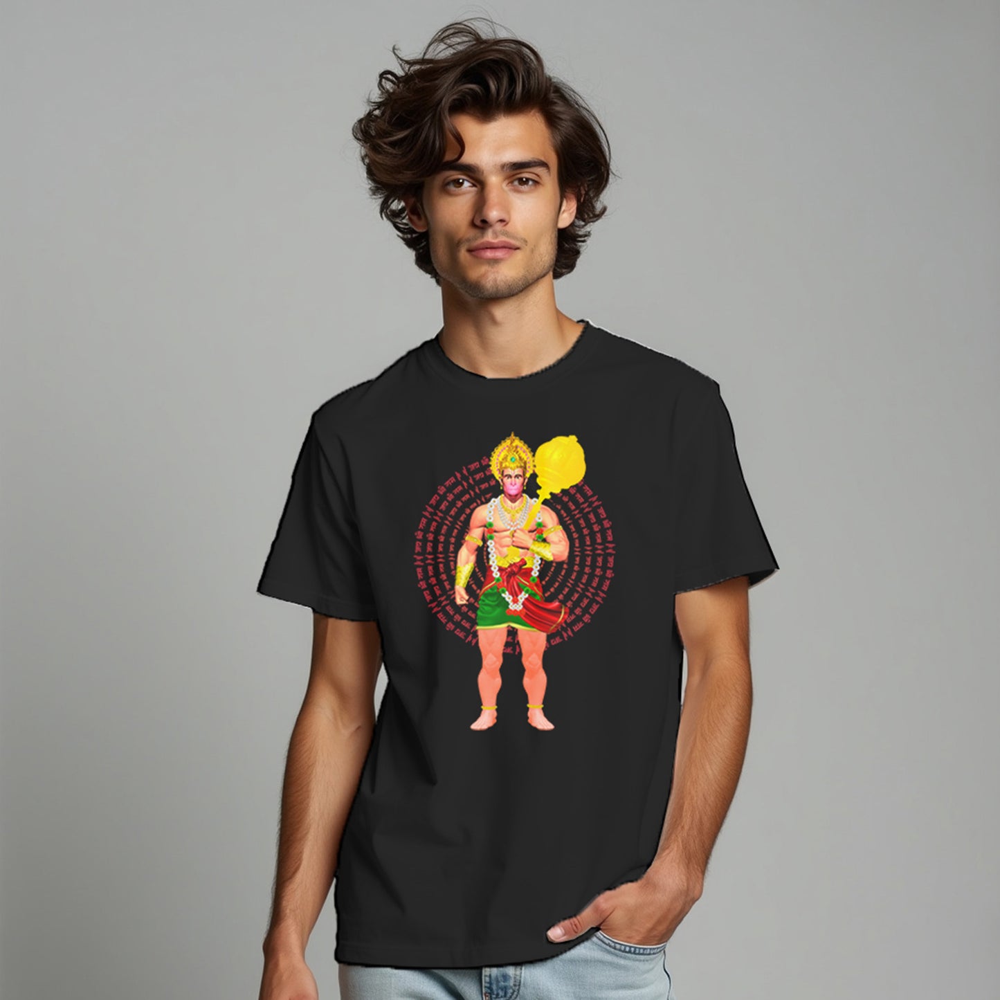 HANUMAN WITH GADA , Printed T-Shart, 100% Cotton