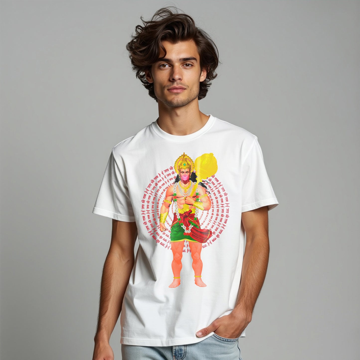 HANUMAN WITH GADA , Printed T-Shart, 100% Cotton