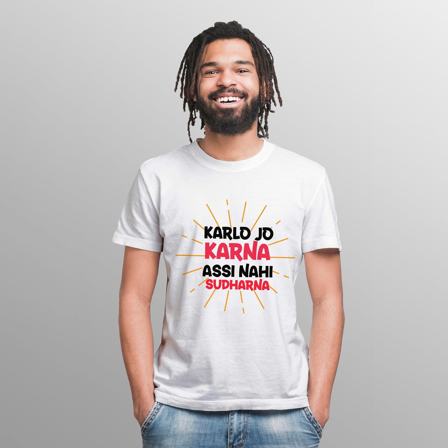 KARLO JO KARNA ASSI NAHI SUDHARNA, Printed T-Shart, 100% Cotton