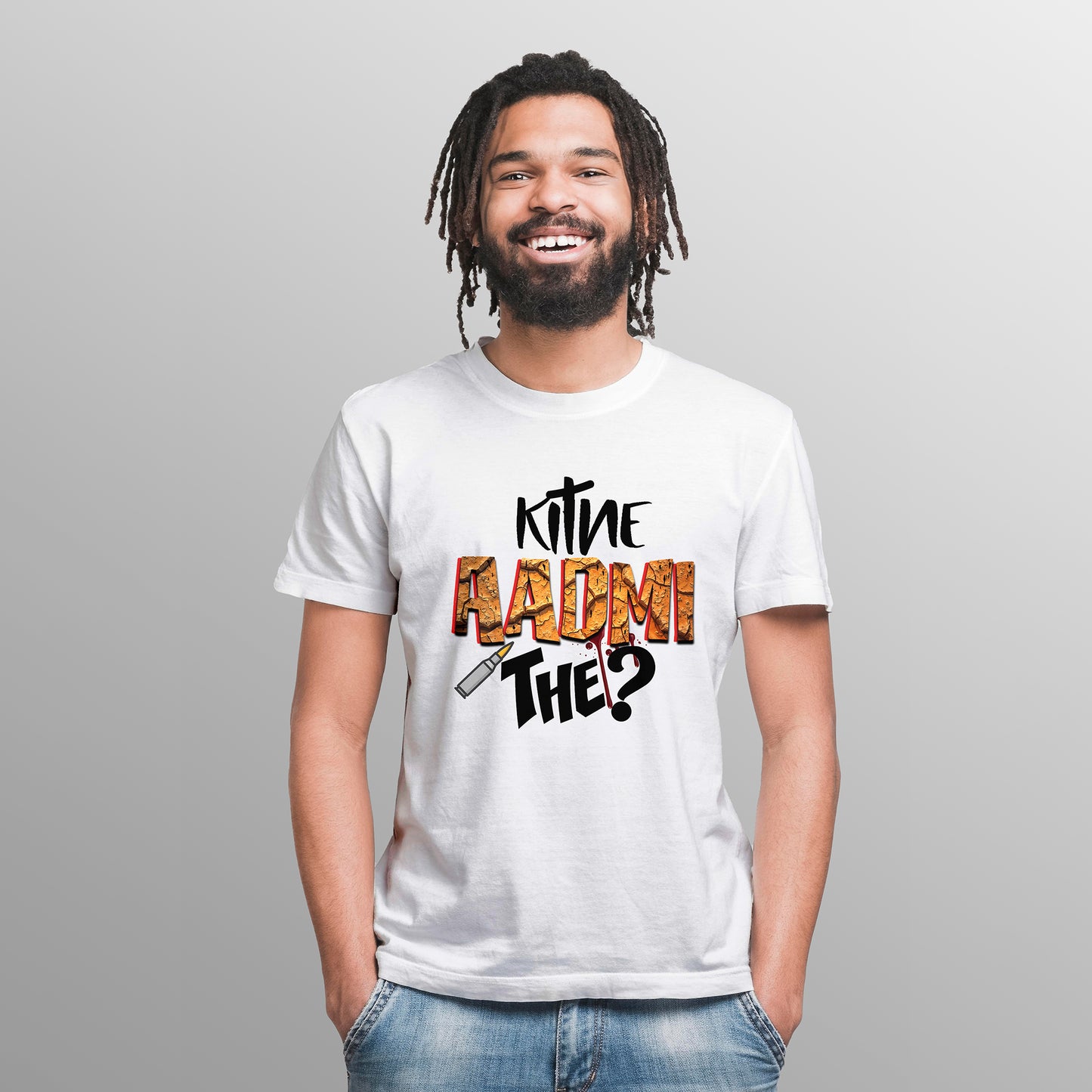 KITNE AADMI THE ?, Printed T-Shart, 100% Cotton