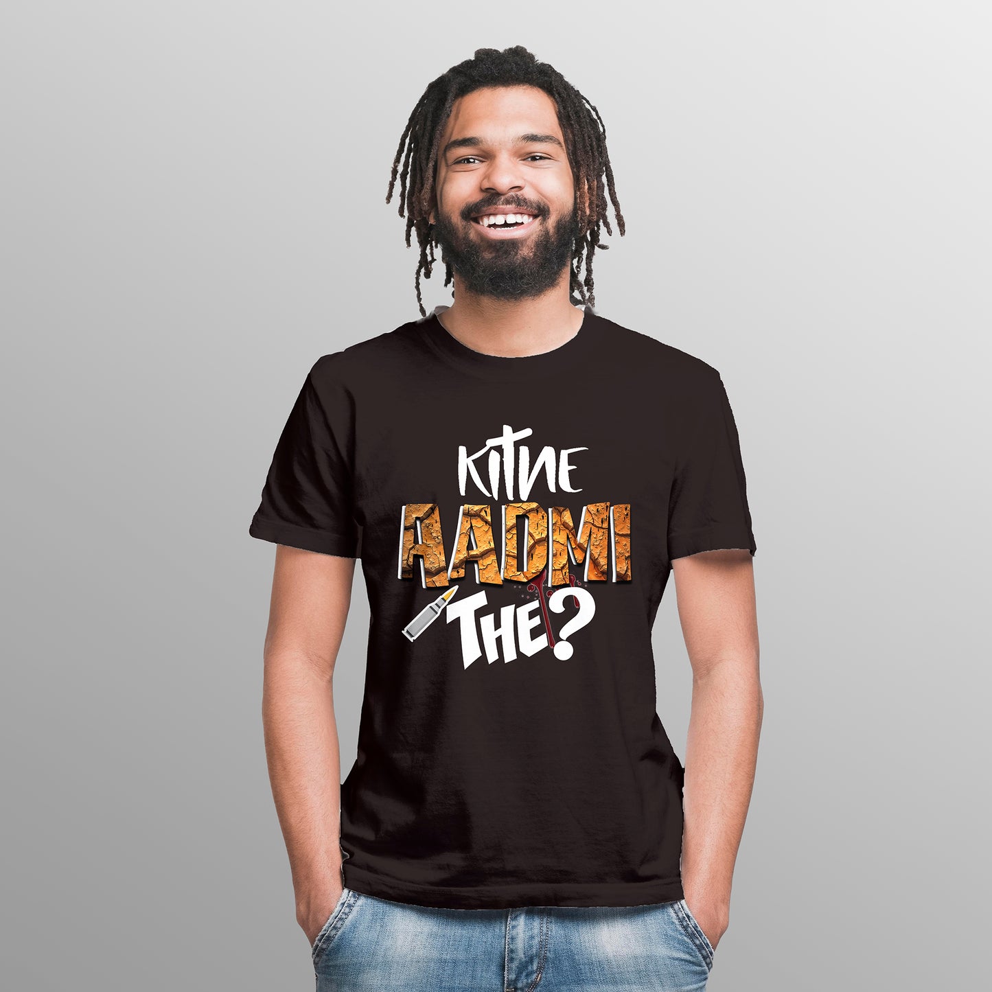 KITNE AADMI THE ?, Printed T-Shart, 100% Cotton