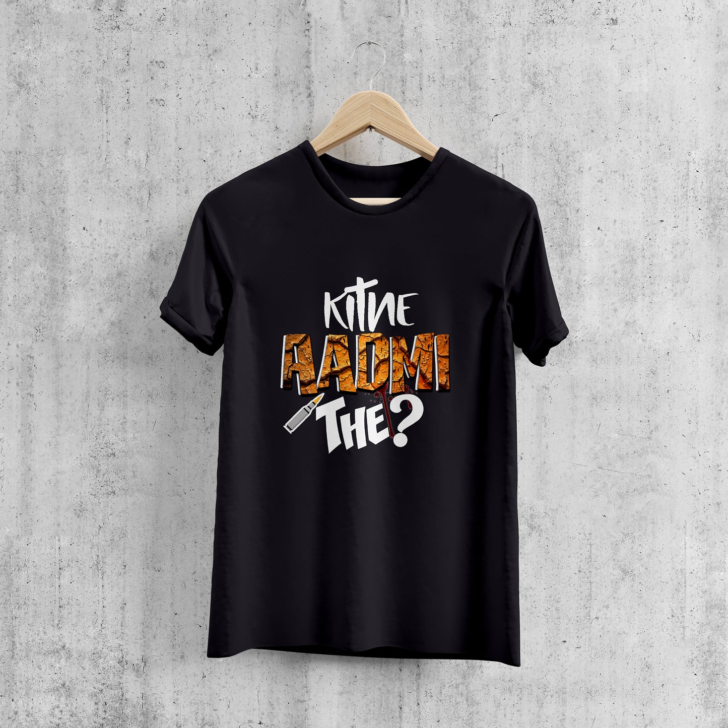 KITNE AADMI THE ?, Printed T-Shart, 100% Cotton