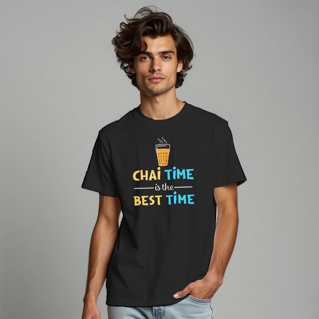 Chai Time Best Time Printed T-Shart, 100% Cotton