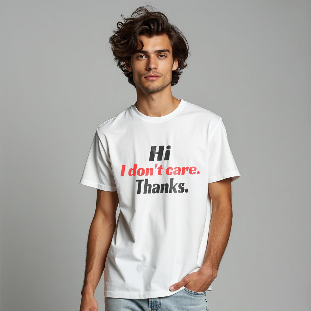 HI I DON`T CARE, Printed T-Shart, 100% Cotton