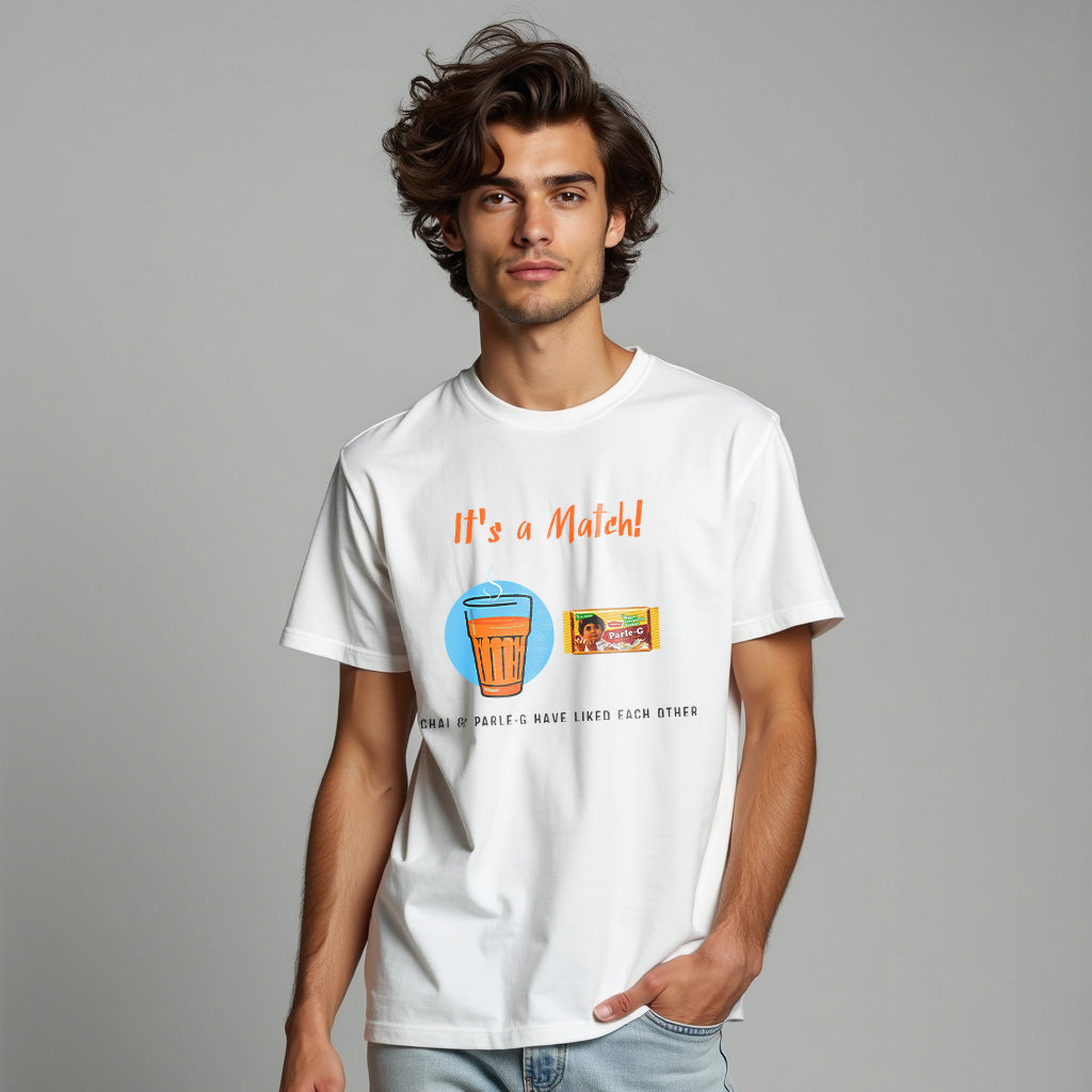 CHAI & PARLE G HAVE LIKED EACH OTHER , GRAPHICS PRINTED T-SHIRT