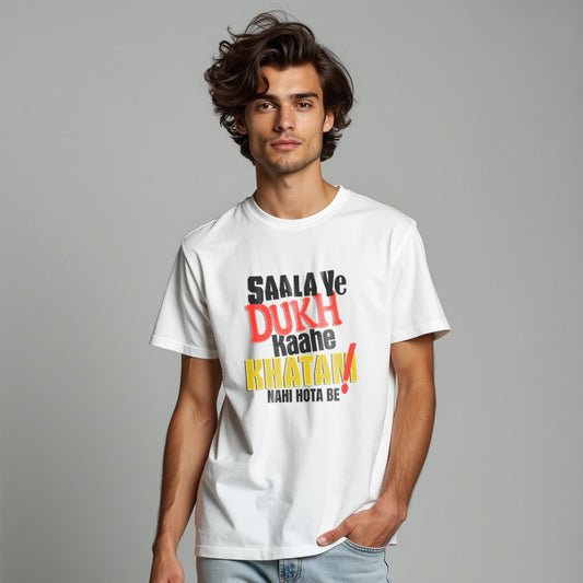 Saala Ye Dukh Kahe Khatam Nahi Hota Be , Graphic Printed T-Shart, 100% Cotton